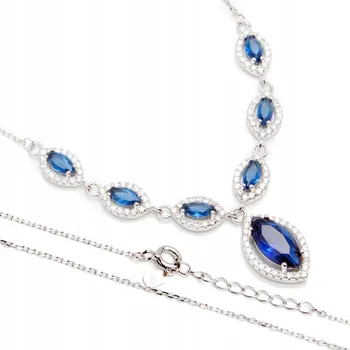 Náhrdelník Stříbrný náhrdelník 925 s modrými zirkony, řetízek typu ankr