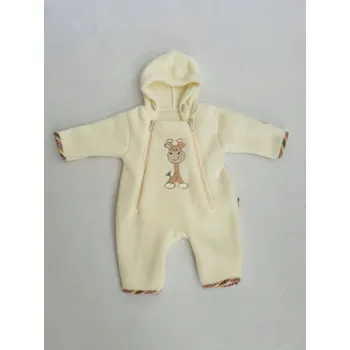 Kojenecký overall KOMBINEZON Dětská kombinéza fleecová 4 roční období velikost 68 KRÉMOVÁ od