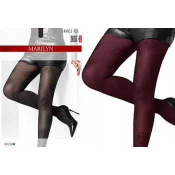 Dámské punčochy Punčocháče Marilyn červené vzorované květinové 40 den velikost 5