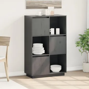 Příborník do zásuvky vidaXL Komoda šedá 74 x 35 x 117 cm masivní borové dřevo