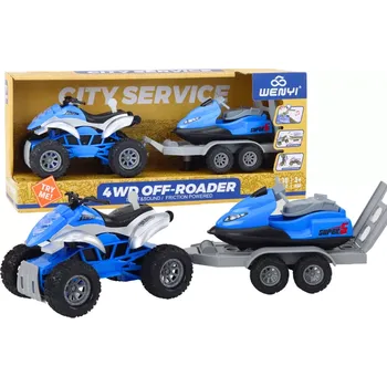 Lean Toys Čtyřkolka s přívěsem pro přepravu člunu a vodního skútru