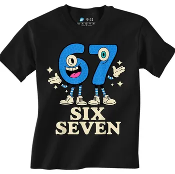 Dívčí tričko Dětské tričko Veselé Číslice 67 Six Seven (Velikost: 5-6, Barva: Černá)