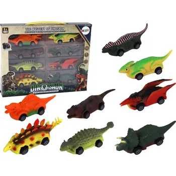 Barevné autíčka ve tvaru dinosaurů - sada 8 kusů