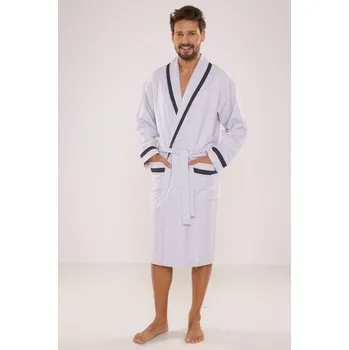 Pánská móda Pánský župan Bruno IV světle šedý - 3XL