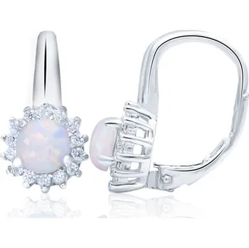 Náušnice Stříbrné náušnice se syntetickými opály a čirými krystaly AGUC1205 Beneto