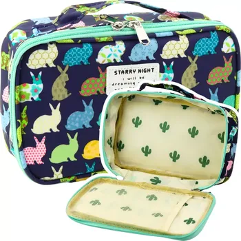 Penál Pohodlný školní penál s organizérem a vnitřní kapsou - modrý