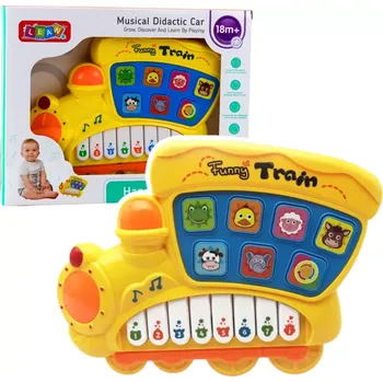 Hudební nástroj pro děti Dětské elektrické vzdělávací pianinko lokomotiva – žluté
