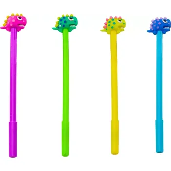 Kuličkové pero s dinosaurem, černý inkoust, mix barev, hrot 0,5 mm