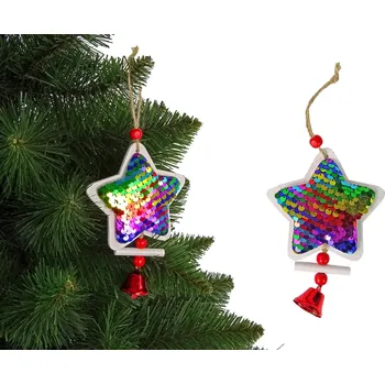 Vánoční dekorace LEANToys Vánoční hvězda s flitry ozdoba na stromeček