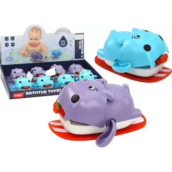 Hračka pro nejmenší LEAN Toys Natahovací Plovoucí Hroch Na Desce