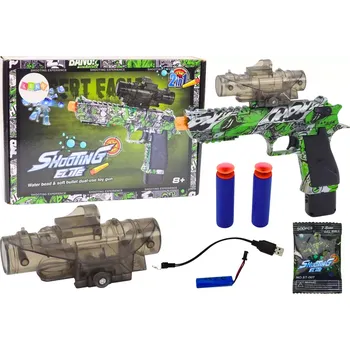 Dětská zbraň Elektrická vodní gelová pistole 2v1 se šipkami – zelená