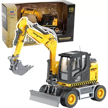 Hračka Kovový model kolového rypadla se spychovačem HUINA 1:50