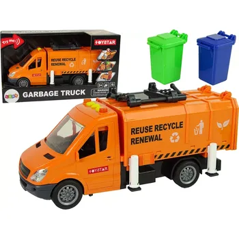 autíčko LEANToys Import Popelářský vůz se zvukovými efekty třecího pohonu Orange