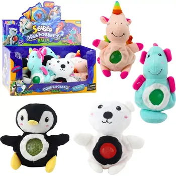 plyšák Plyšová mačkací hračka se senzorickými kuličkami v bříšku 20 cm – zvířátka mix