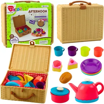 Hračka Dětská čajová sada v košíku, 23 dílů