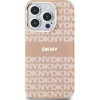 Pouzdro na mobilní telefon Zadní kryt DKNY PC/TPU Repeat Pattern Tonal Stripe Magsafe pro Apple iPhone 15 Pro, růžová