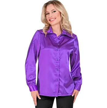 Dámská košile Dámská saténová košile fialová ve stylu 70. let, velikost L