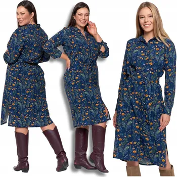 Dámské šaty Šaty 100% viskóza midi Moraj květy tmavě modré S