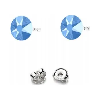 Náušnice Stříbrné Náušnice 925 s krystaly Swarovski Rose 4,5mm Summer Blue