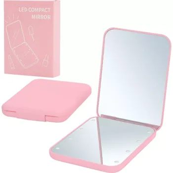 Kosmetické zrcátko Kapesní zrcátko s LED osvětlením růžové