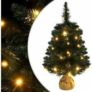 Bytová dekorace vidaXL Vánoční stromek s LED osvětlením a stojanem zelený 60 cm PVC