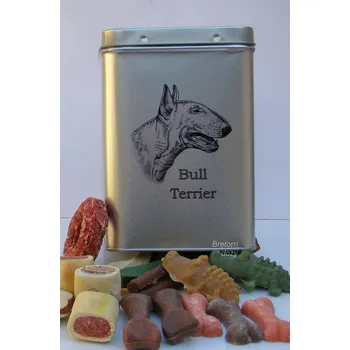 Chovatelství Bulteriér čb - plechová dóza s pamlsky pro psy (30 pamlsků)