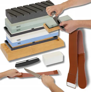 Vodní kámen OSEŁKA Brousek na nože kuchyňské nůžky Sada 9v1 nůžek