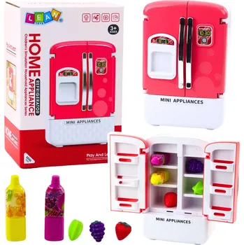 Dětská kuchyňka Dětská hračka lednička Růžová s ovocem a šťávami