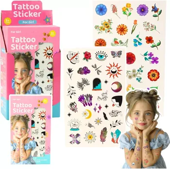 Odstranitelné tetování Sada dočasných tetování pro děti – květiny a pohádkové motivy, 60 vzorů