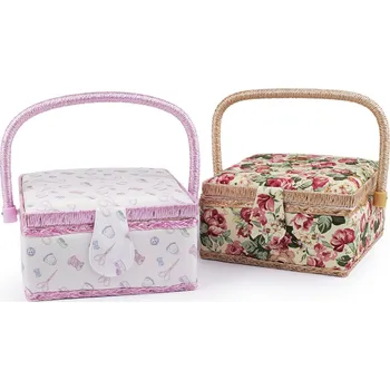 Organizér galanterie Kazeta / košík na šití čalouněný Varianta: 2 béžová nejsv. růže, Balení: 1 ks 54445/136205/251356