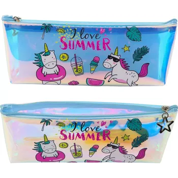 Penál Holografický dívčí penál s motivem Jednorožce na léto