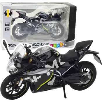 Kovový sportovní motocykl 1:12 se světly a zvuky – černý