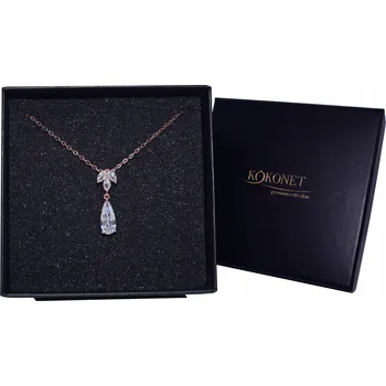 Náhrdelník Náhrdelník růžové zlato přívěsek lístky Swarovski