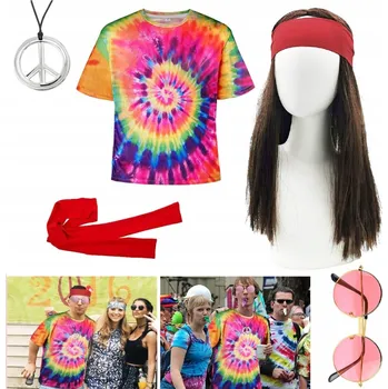 Karnevalový kostým SET 5v1 70. LÉTA NEONOVÝ KOSTÝM PŘEVLEK DISCO RETRO