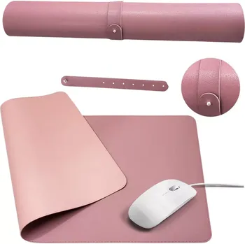 Podložka pod myš Oboustranná koženka pod klávesnici a myš 80 × 40 cm – růžová