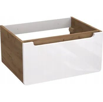 Koupelnový nábytek Závěsná koupelnová skříňka LUPO 60 cm 1 šuplík bílý lesk / dub craft