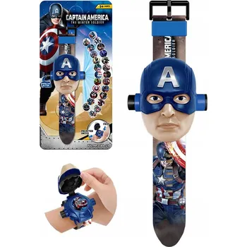 Hodinky Dětské hodinky pro chlapce s 3D projektorem - Kapitán Amerika projektor