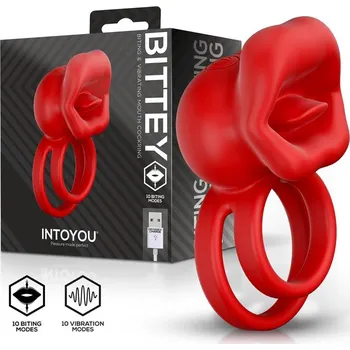InToYou Bittey Biting & Vibrating Mouth Cockring Red