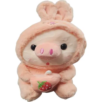 plyšák Leventi Bubble Tea Prasátko Plush - růžový zajíček