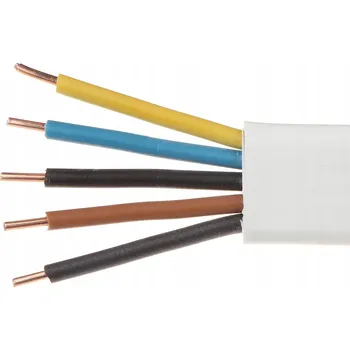 elektrický kabel Kabel instalační plochý YDYp 5x1,5 elektrický silový 1 m bílý