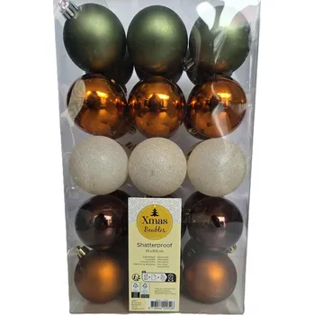 Vánoční dekorace SADA VÁNOČNÍCH BANĚK 30 ks x 6 cm