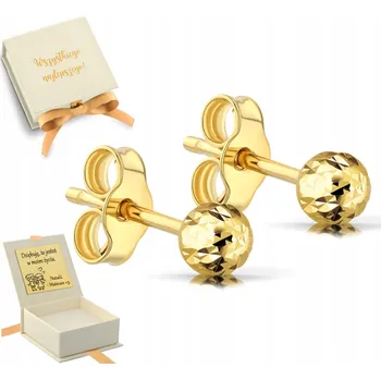 Náušnice ZLATÉ DIAMANTOVANÉ NÁUŠNICE KULIČKY 6 MM STŘÍBRO 925