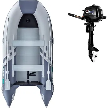 Člun Člun GLADIATOR CLASSIC B370AL light dark grey - nafukovací člun s hliníkovou podlahou - sada: se spalovacím motorem PARSUN F2,6 1,9 kW