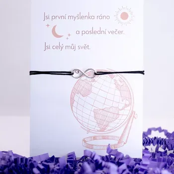 Náramek Stříbrný provázkový náramek - NEKONEČNO ZIRKÓN Zlatá