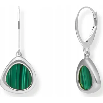 Náušnice Stříbrné Náušnice 925 s Přírodním Zeleným Malachitem