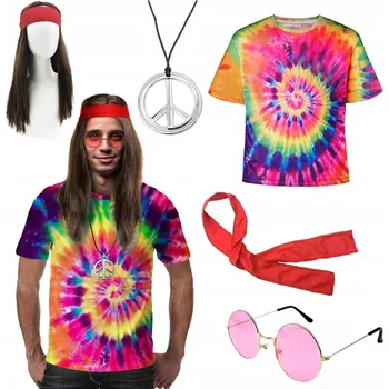 Karnevalový kostým Kostým, kostým hippie unisex paruka 70. léta retro karneval ples