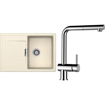 Granitový dřez Set Schock S5-13 (dřez Mono D-100S Magnolia + baterie Epos.120 Chrom)