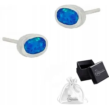 Náušnice Stříbro Náušnice ryzost 925 s oválným modrým opálem