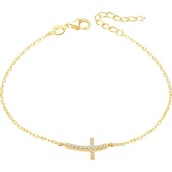 Náramek Pozlacený stříbrný náramek s křížkem AGB484/20-GOLD Beneto