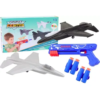 Dětská zbraň Dvoufunkční modrá pistole s vystřelovačem letadel